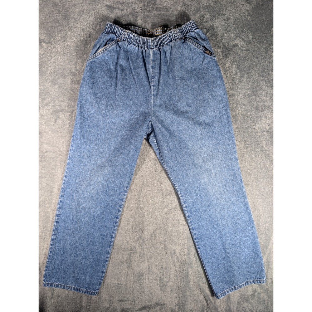 Chic Jeans Womens 12 Petite Elastic Waist High Rise Pull On Denim Medium Wash